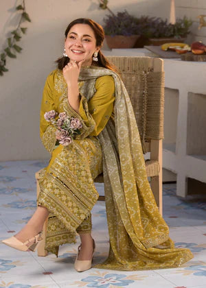 3PCS Embroidered Shirt with Digital Printed Jacquard Dupatta Lawn Collection BULM- 1324