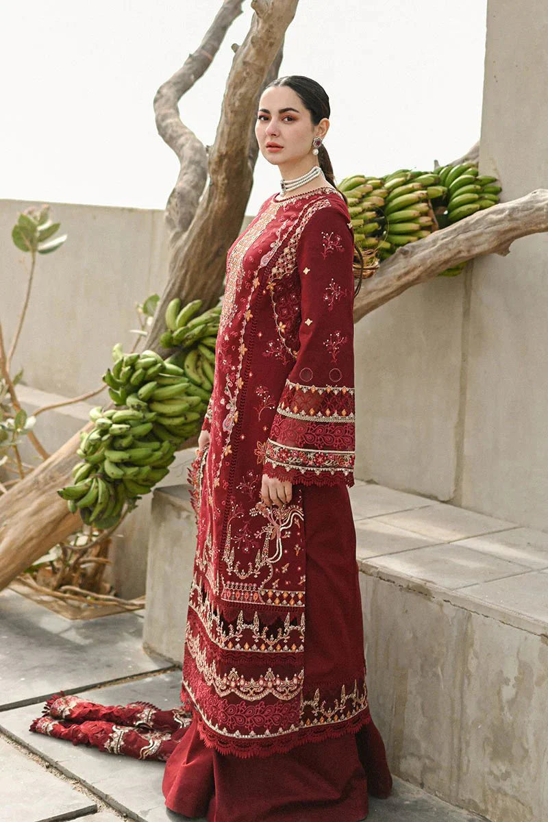 A+ 3PCS Qalamkar Dhanak Chikankari Embroidered With Dhanak Embroidered Dupatta Winter Collection ULM-139
