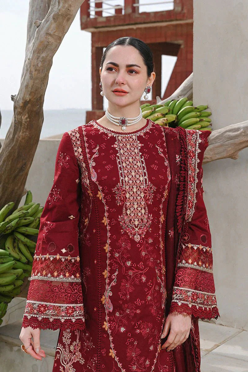A+ 3PCS Qalamkar Dhanak Chikankari Embroidered With Dhanak Embroidered Dupatta Winter Collection ULM-139