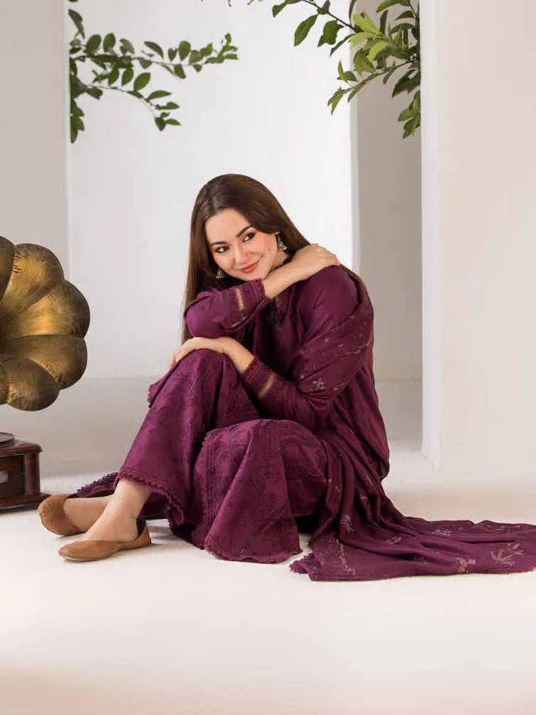 3PCS sobia nazir Embroidered Dhanak Winter Collection D-124