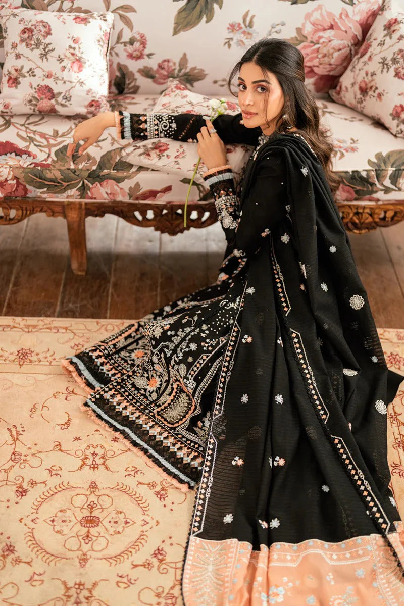 3PCS Dhanak- Embroidered Shirt with Dhanak Embroidered Dupatta Winter Collection ULM-3395