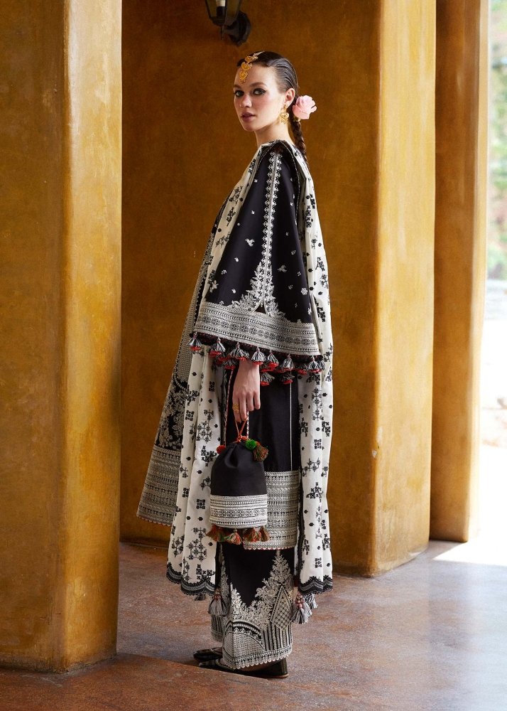 3PC Lawn Embroidered Shirt with Organza Embroidered Dupatta-1372