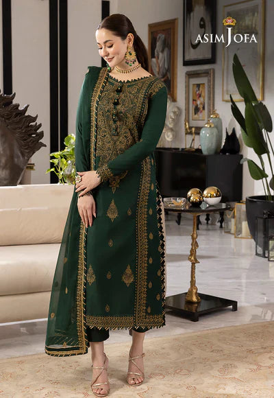 3PCS Asim Jofa Dhanak Embroidered With Chiffon Embroidered Dupatta Winter Collection ULM-658