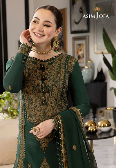 3PCS Asim Jofa Dhanak Embroidered With Chiffon Embroidered Dupatta Winter Collection ULM-658