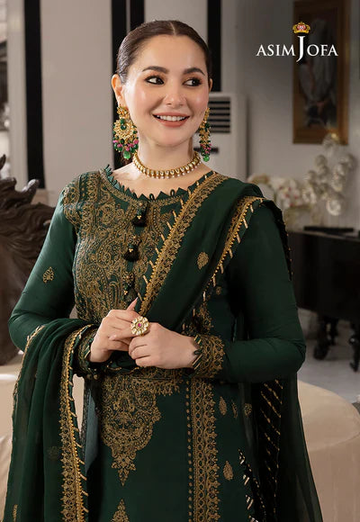 3PCS Asim Jofa Dhanak Embroidered With Chiffon Embroidered Dupatta Winter Collection ULM-658