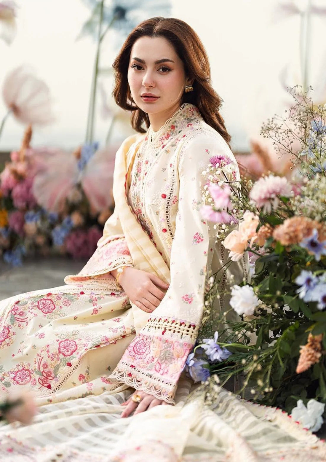 3PCS Embroidered Shirt with Organza Embroidered Dupatta Lawn Collection ULM-1273