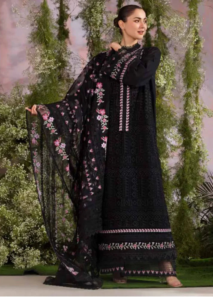 3PCS Dhanak Embroidered Shirt With Organza Embroidered Dupatta Winter Collection ULM-3284