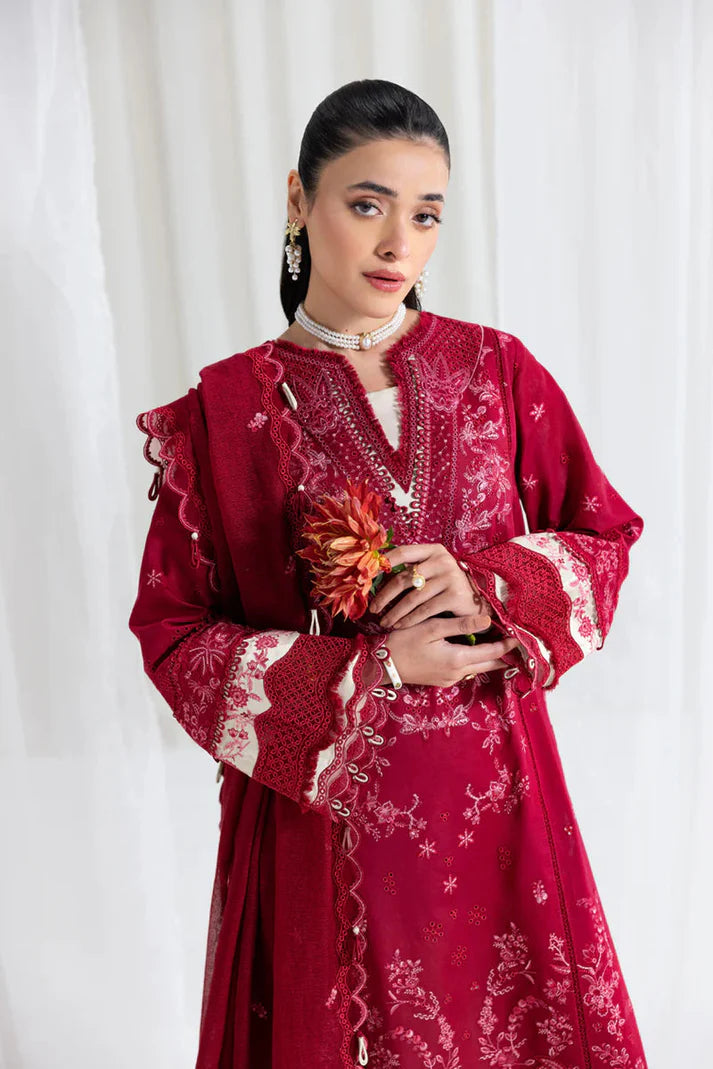 A+ 3PCS Dhanak Embroidered Shirt with Chiffon Embroidered Dupatta Winter Collection ULM-3366