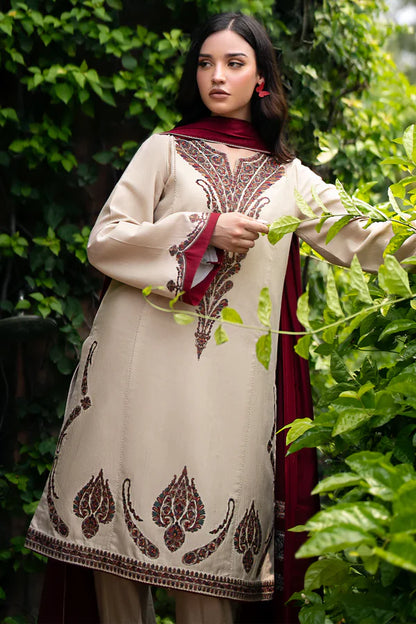 3PCS Jazmin Dhanak Embroidered With Digitak Printed Wool Shawl Winter Collection D-99