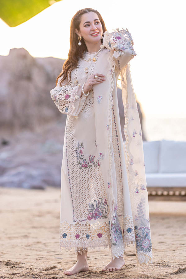 Dhanak-3PC Embroidered Shirt with Khadi Net Embroidered Dupatta - 3115