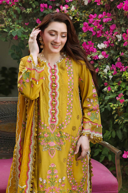 Dhanak-3PC Embroidered Shirt with Khadi Net Embroidered Dupatta - 6381