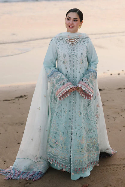 Dhanak-3PC Chikankari Embroidered Shirt with Khadi Net Embroidered Dupatta - 6220