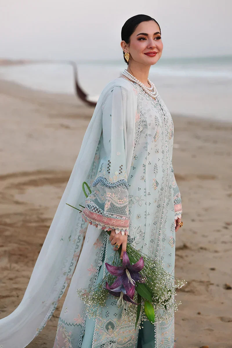 Dhanak-3PC Chikankari Embroidered Shirt with Khadi Net Embroidered Dupatta - 6220