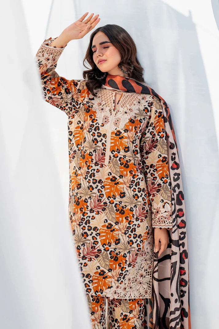 3PCS BAROQUE KARANDI PRINTED SHIRT WITH KARANDI PRINTED DUAPTTA AND TROUSER Winter Collection ULM - 1702