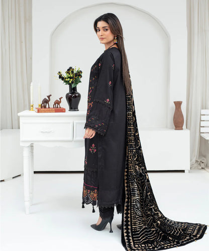 3PCS CREATION Dhanak Chikankari Embroidered Shirt With Velvet Plachi Shawl Winter Collection ULM- 2101