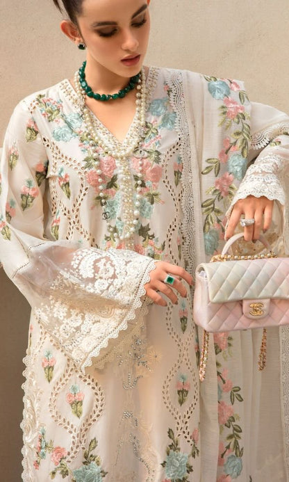 3PCS Embroidered Shirt with Organza Embroidered Dupatta Lawn Collection ULM-1168