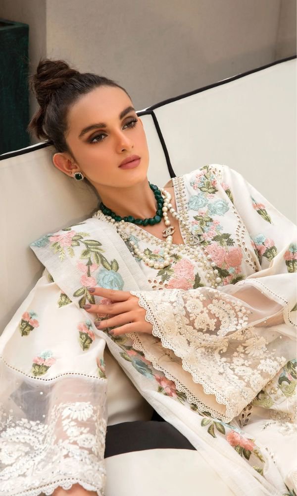 3PCS Embroidered Shirt with Organza Embroidered Dupatta Lawn Collection ULM-1168