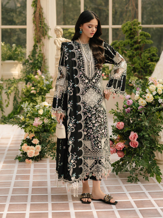 Dhanak-3PC Embroidered Shirt with Organza Embroidered Dupatta - 6116