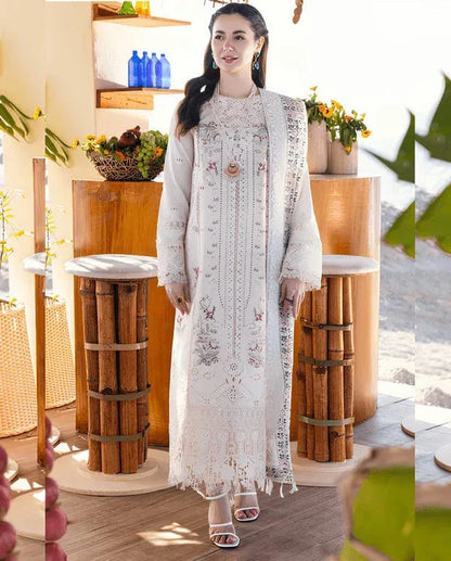 3PCS Qalamkaar Chikenkari Embroidered lawn Collection QL-1023