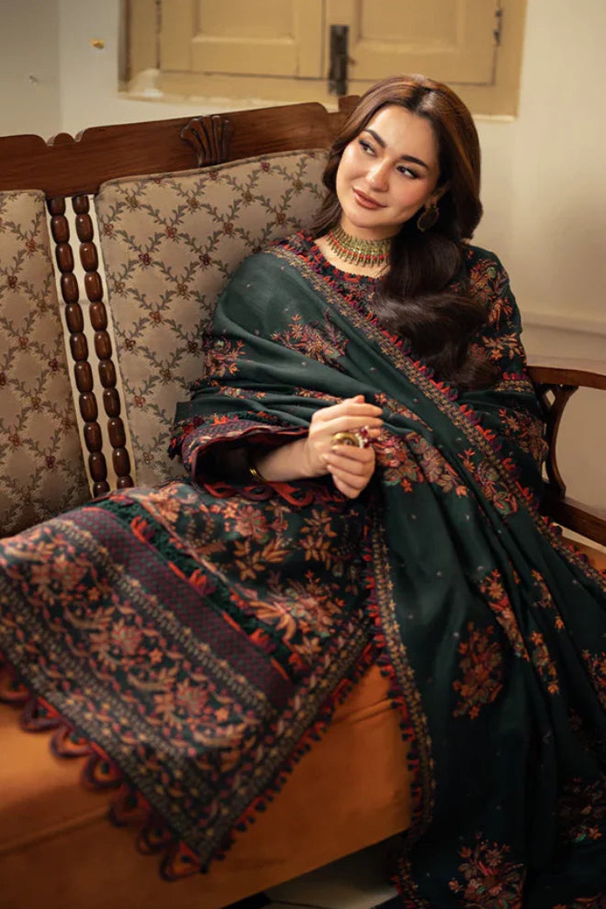 Dhanak-3PC Embroidered Shirt with Chiffon Embroidered Dupatta - 6084
