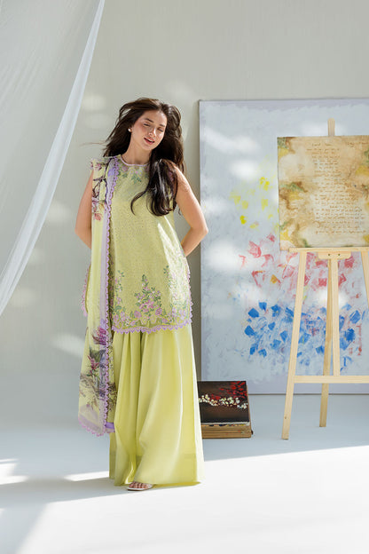 Dhanak-3PC Embroidered Shirt with Digital Printed Wool Shawl - 6253