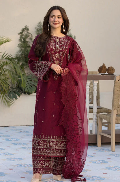 Dhanak-3PC Embroidered Shirt with Khadi Net Embroidered Dupatta - 3285
