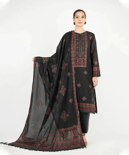 A+ 3PCS Dhanak- Embroidered Shirt with Dhanak Embroidered Dupatta Winter Collection ULM-3383