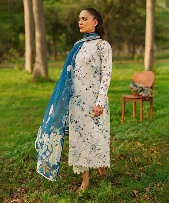 3PCS Printed Lawn Shirt With Voile Printed Dupatta Lawn Collection ULM-1546
