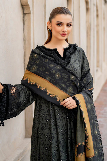 3PCS BAROQUE KARANDI PRINTED SHIRT WITH KARANDI PRINTED DUAPTTA AND TROUSER Winter Collection ULM-831