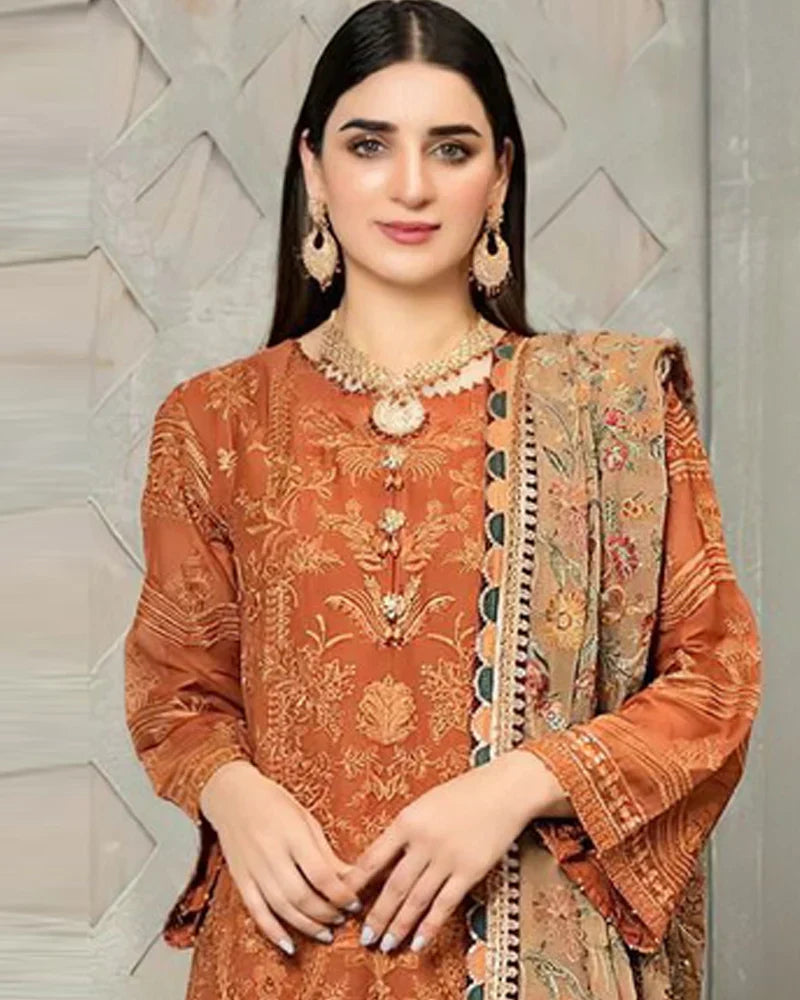 Lawn 3PC Embroidered with Chiffon Embroidered Dupatta-5182