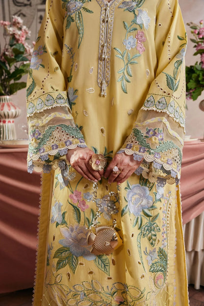 Dhanak-3PC Embroidered Shirt with Khadi Net Embroidered Dupatta - 6453