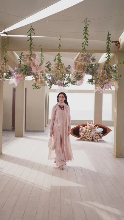 3PCS Embroidered Shirt with Organza Embroidered Dupatta Lawn Collection ULM-1270