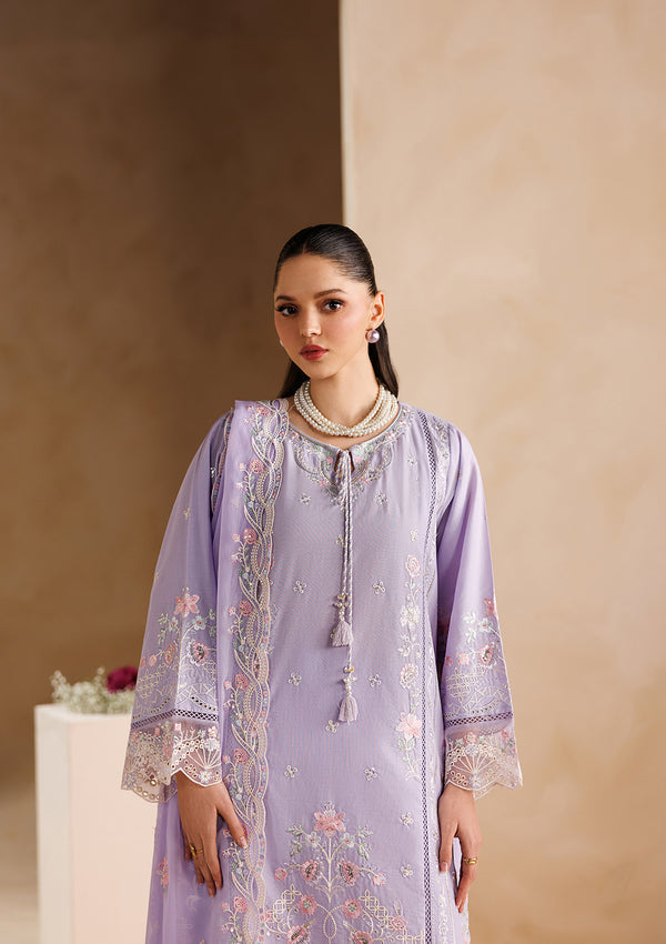 Dhanak-3PC Embroidered Shirt with Chiffon Embroidered Dupatta - 6407