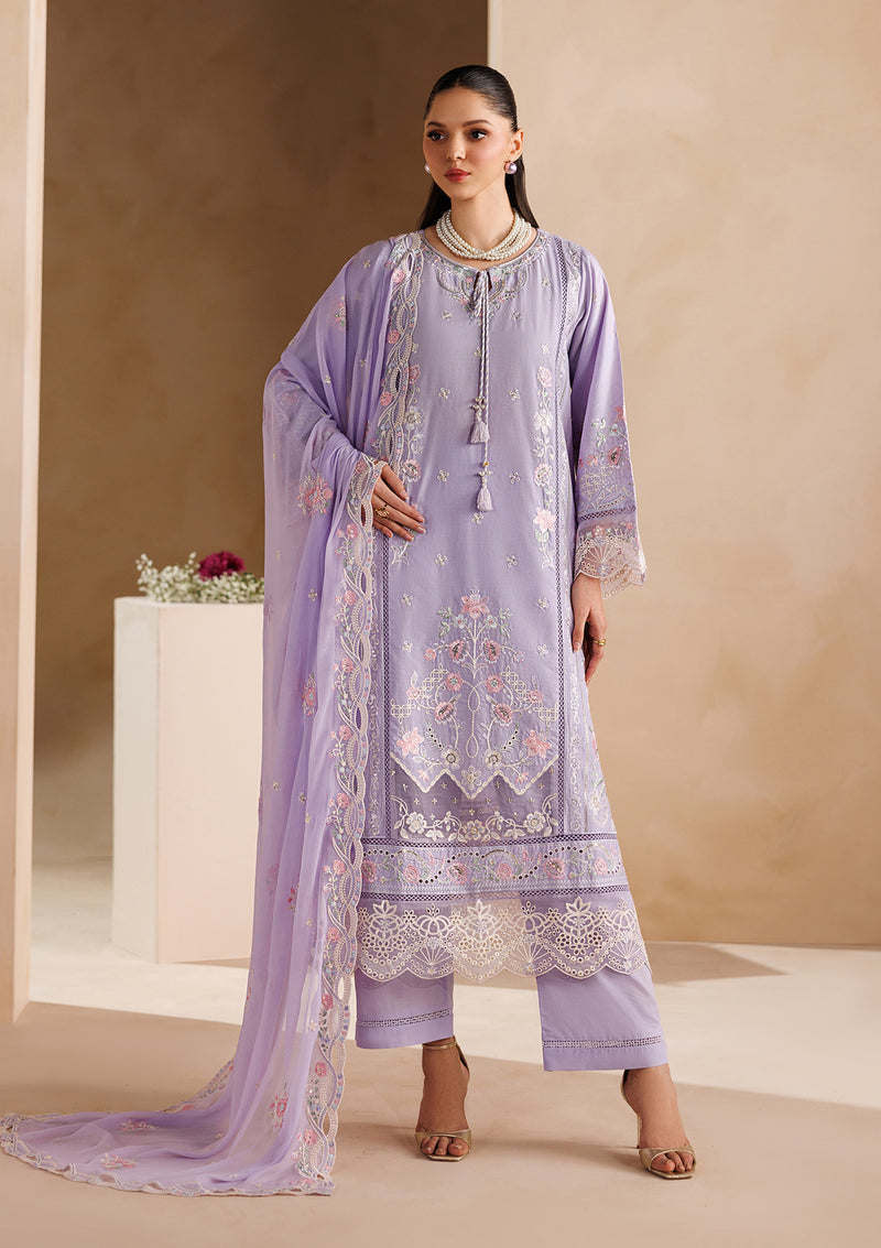 Dhanak-3PC Embroidered Shirt with Chiffon Embroidered Dupatta - 6407