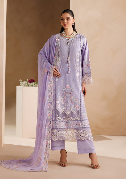 Dhanak-3PC Embroidered Shirt with Chiffon Embroidered Dupatta - 6407