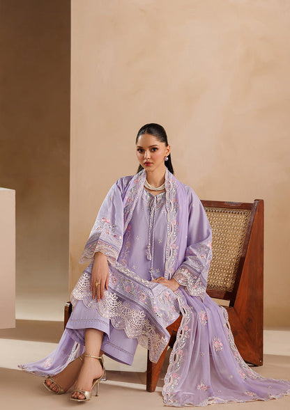 Dhanak-3PC Embroidered Shirt with Chiffon Embroidered Dupatta - 6407