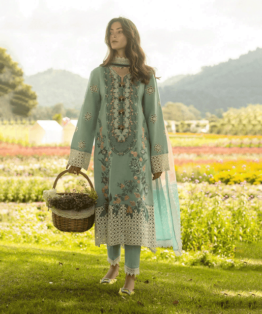 Dhanak-3PC Embroidered with Digital Printed Shawl-3363