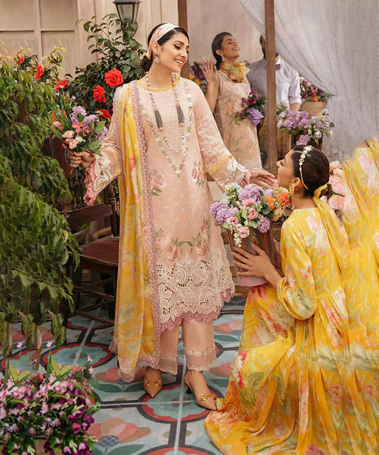 Dhanak-3PC Embroidered Shirt with Digital Printed Shawl -3192