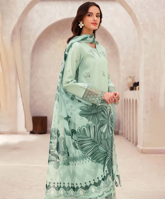 Dhanak-3PC Embroidered Shirt with Digital Printed Shawl - 3279