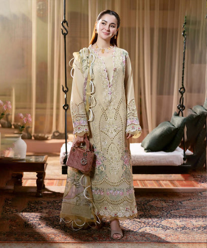 Dhanak-3PC Embroidered Shirt with Digital Printed Shawl-3333