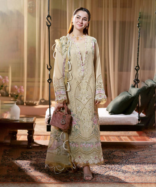 Dhanak-3PC Embroidered Shirt with Digital Printed Shawl-3333
