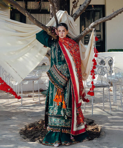 3PCS Embroidered Shirt with Digital Printed Jacquard Dupatta Lawn Collection ULM- 1003