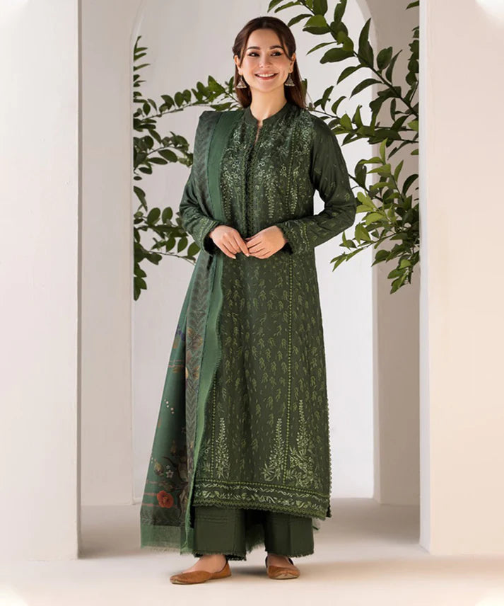 3PCS Embroidered Shirt with Digital Printed Jacquard Dupatta Lawn Collection ULM-1113