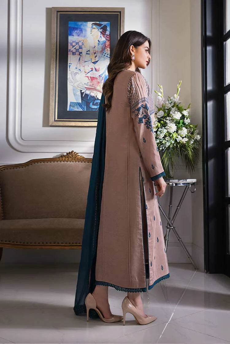 Dhanak-3PC Embroidered Shirt with Chiffon Dyed Dupatta - 142