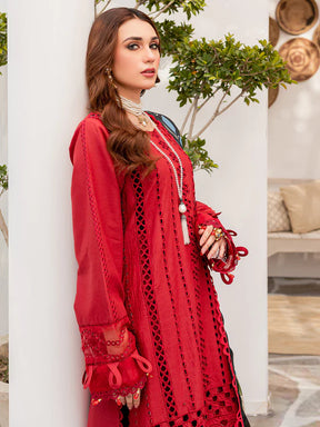 Dhanak-3PC Embroidered Shirt with Digital Printed Shawl - 3160