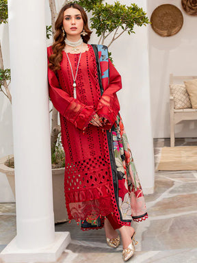 Dhanak-3PC Embroidered Shirt with Digital Printed Shawl - 3160