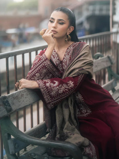 3PCS  Embroidered Shirt with Digital Printed Jacquard Dupatta Lawn Collection ULM-1148