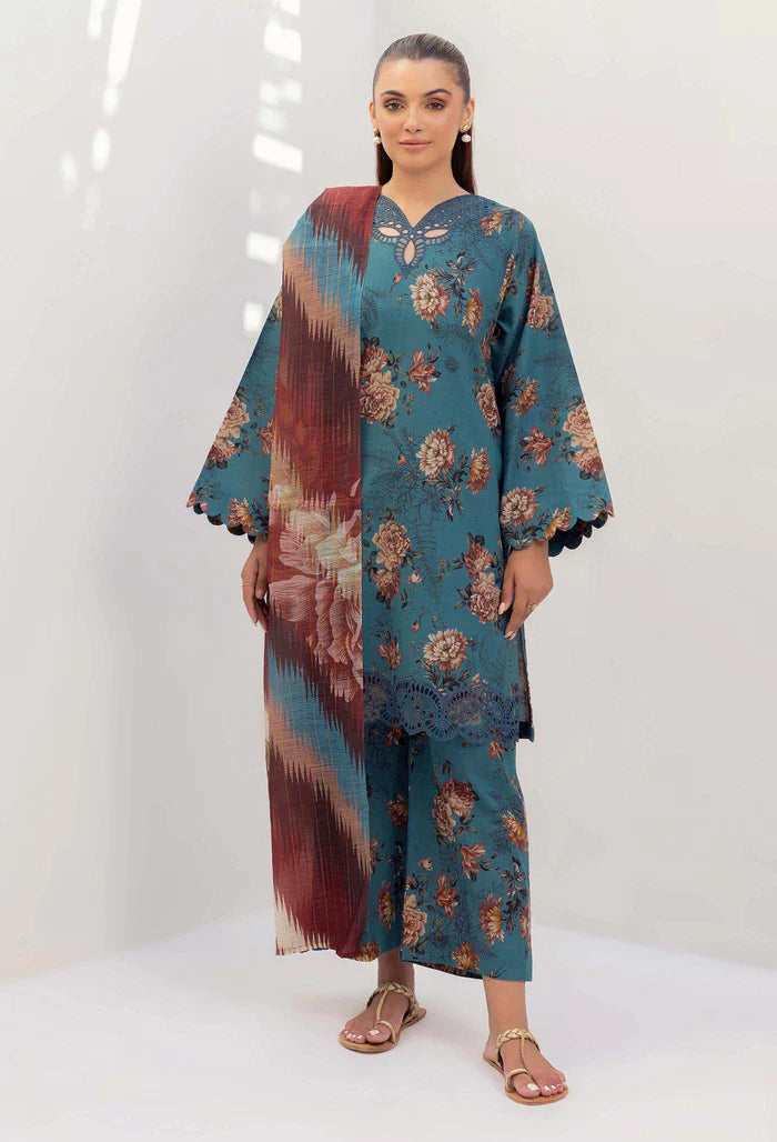 3PCS Lawn Printed Shirt With Digital Printed Dupatta Lawn Collection ULM-1617