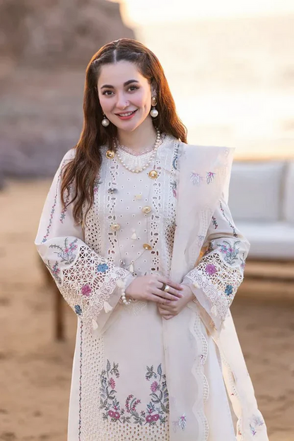 Dhanak-3PC Embroidered Shirt with Khadi Net Embroidered Dupatta - 3115
