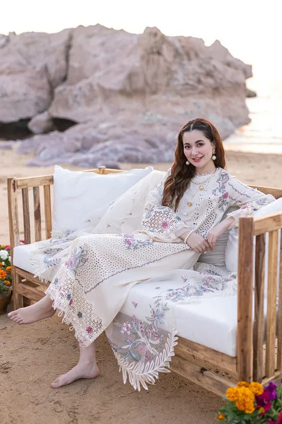 Dhanak-3PC Embroidered Shirt with Khadi Net Embroidered Dupatta - 3115
